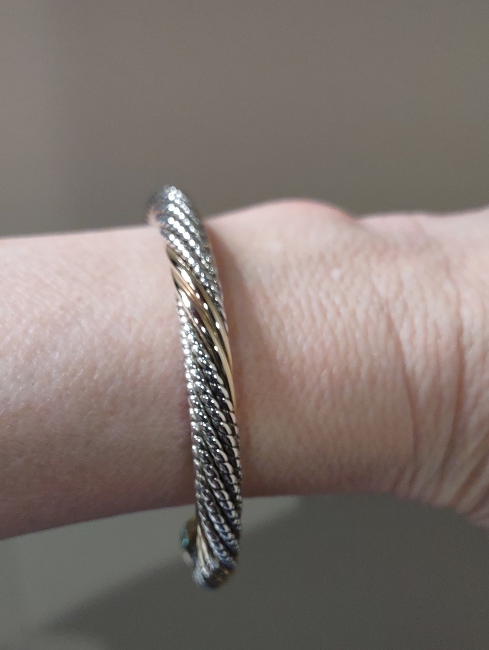 Two-Tone Sterling Silver and 14kt Yellow Gold Braided Cuff Bracelet